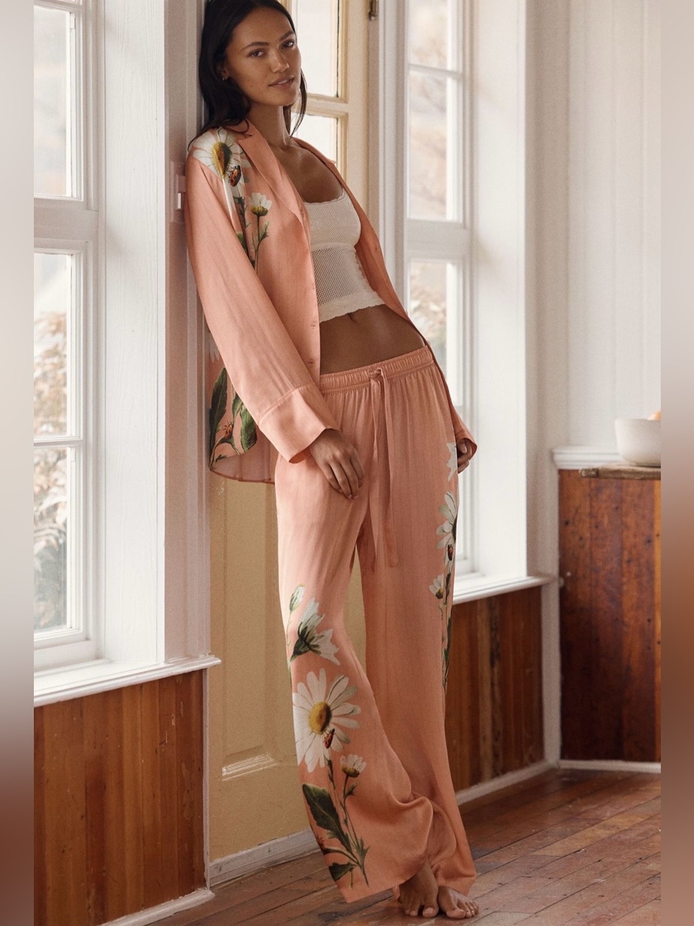 Anthropologie Lyrebird Neela Oversized Pajama Set in LB Silky - Sz XS